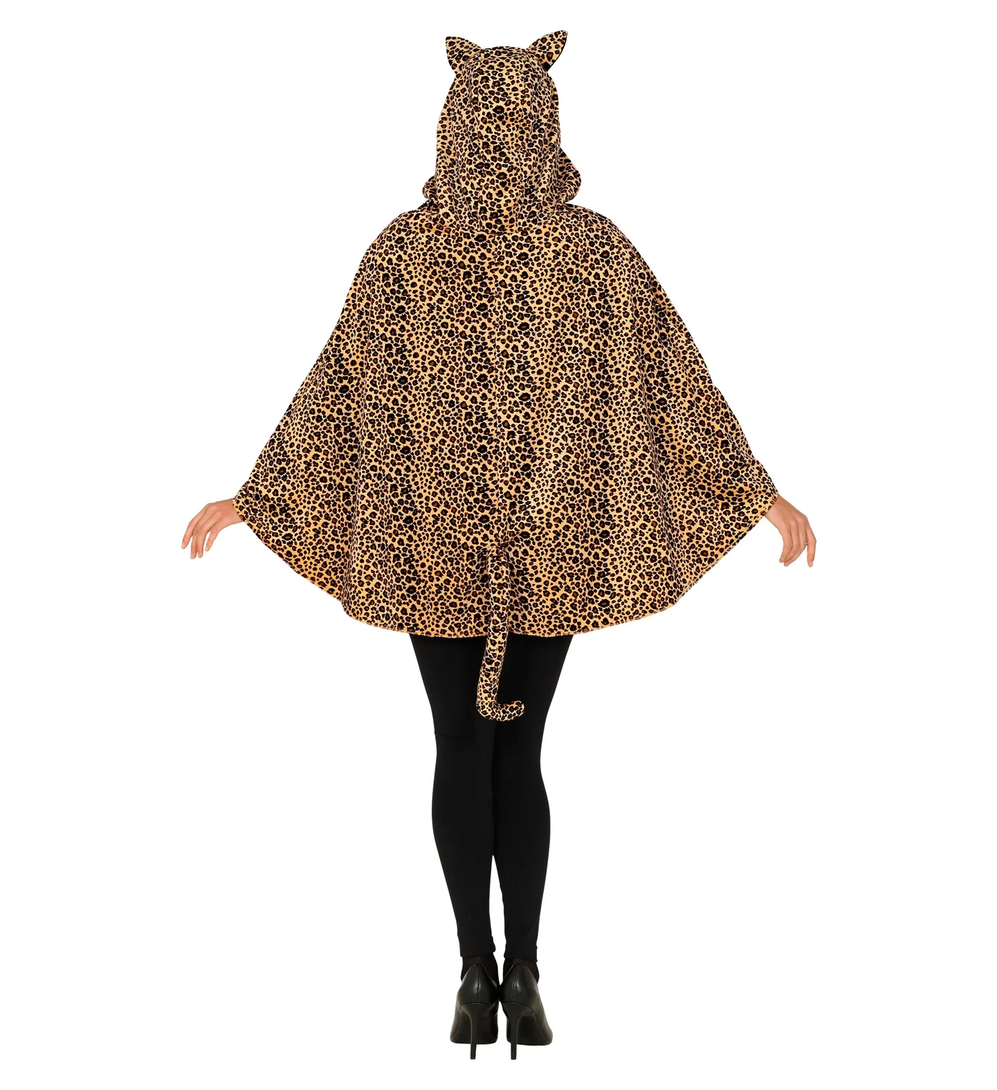 Luipaard poncho met muts volwassenen - Image 4