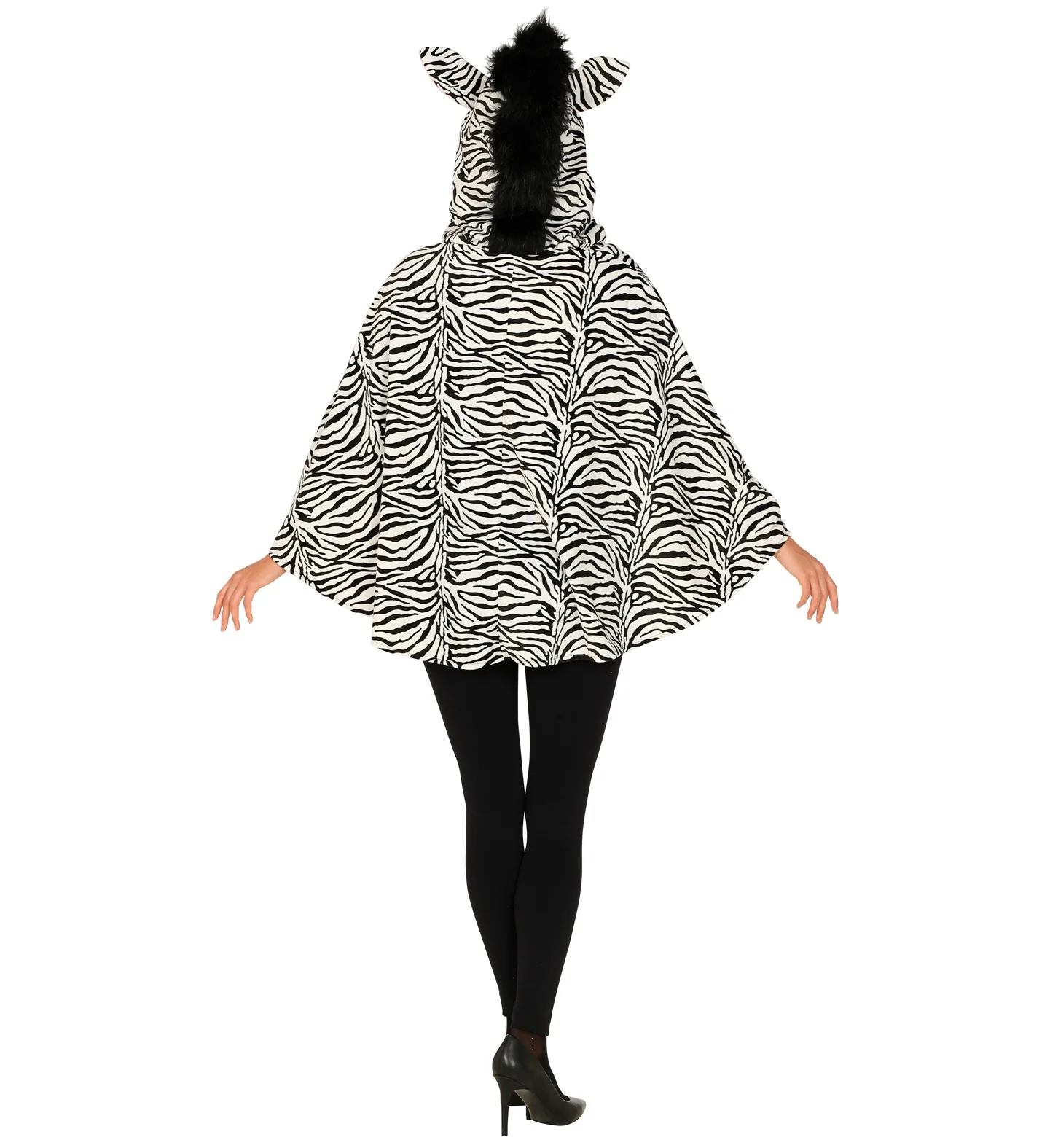 Zebra poncho volwassenen met muts - Image 3