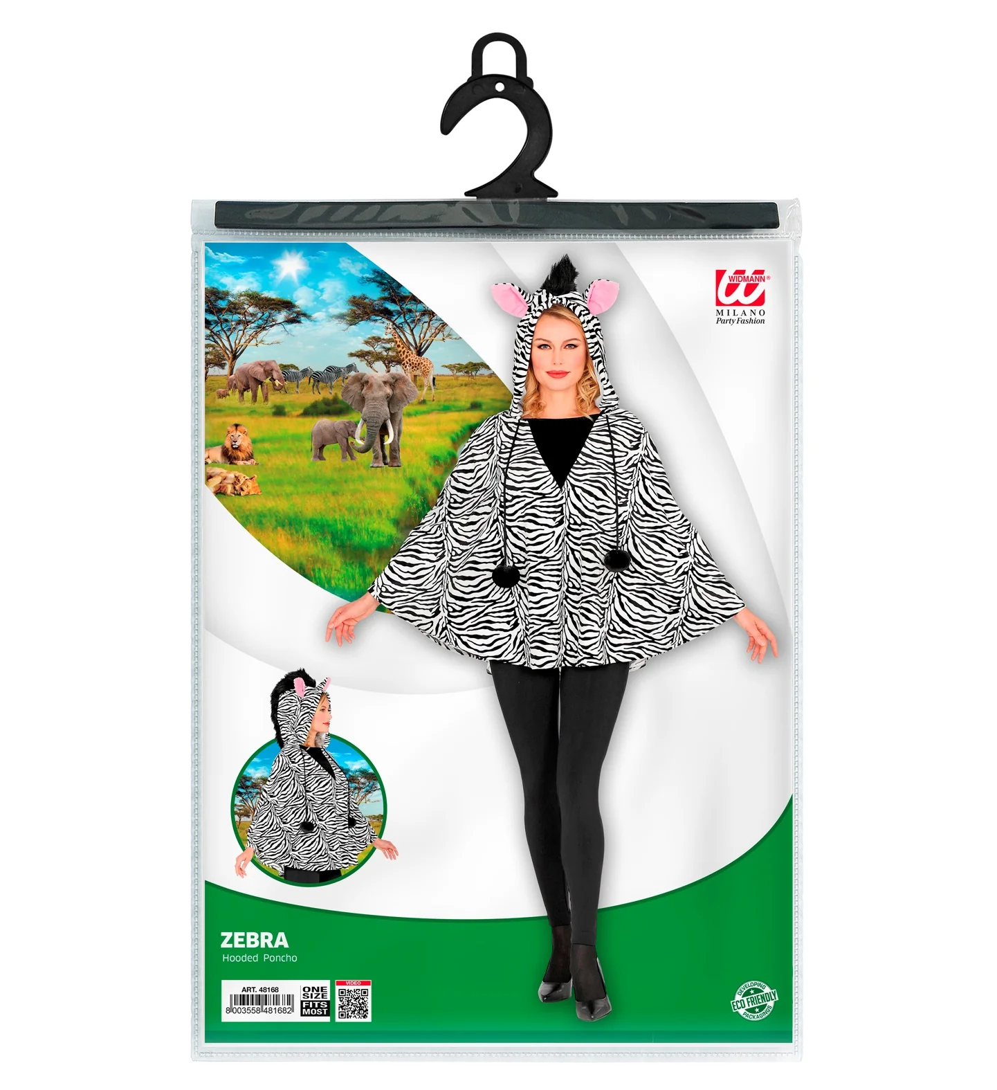 Zebra poncho volwassenen met muts - Image 5
