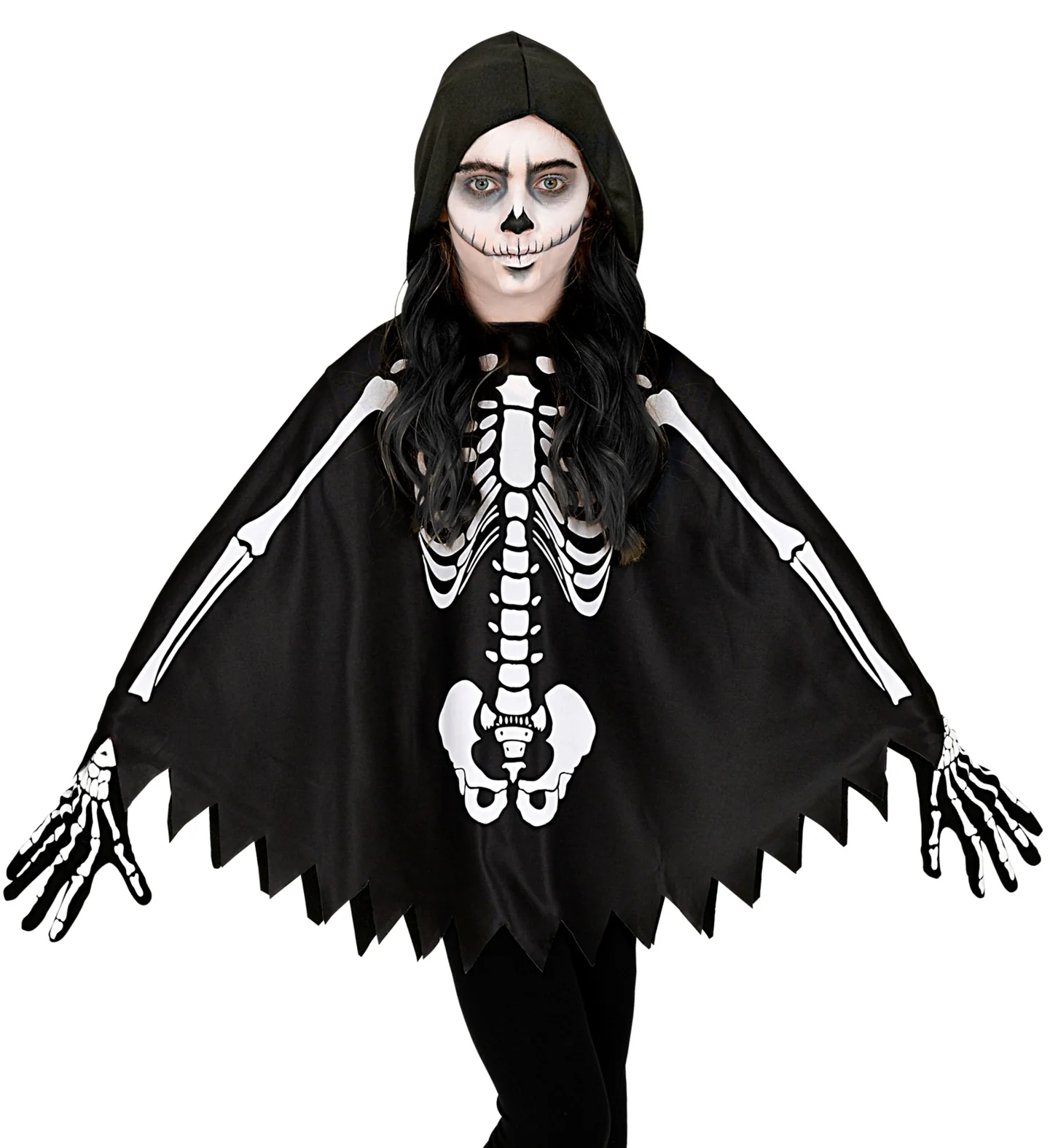 Skelet poncho halloween kinderen