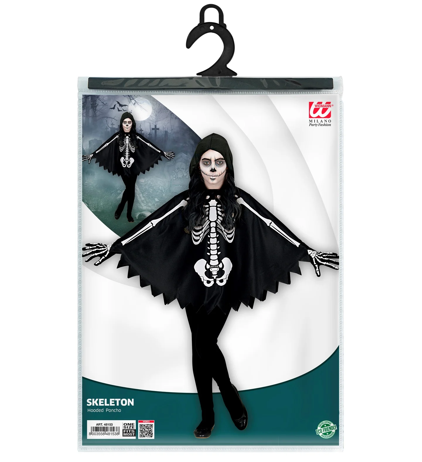 Skelet poncho halloween kinderen - Image 3