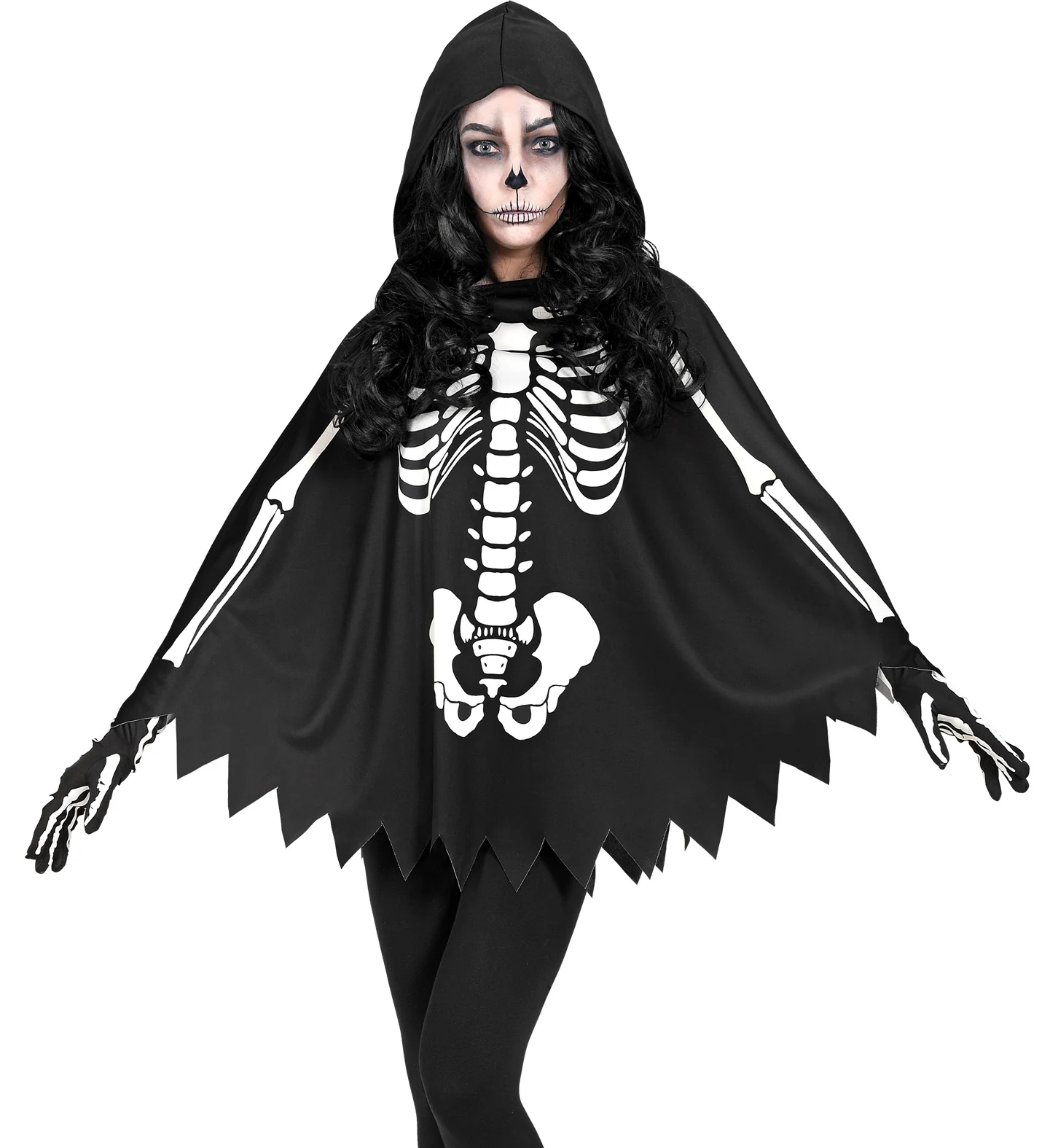 Skelet poncho halloween volwassenen
