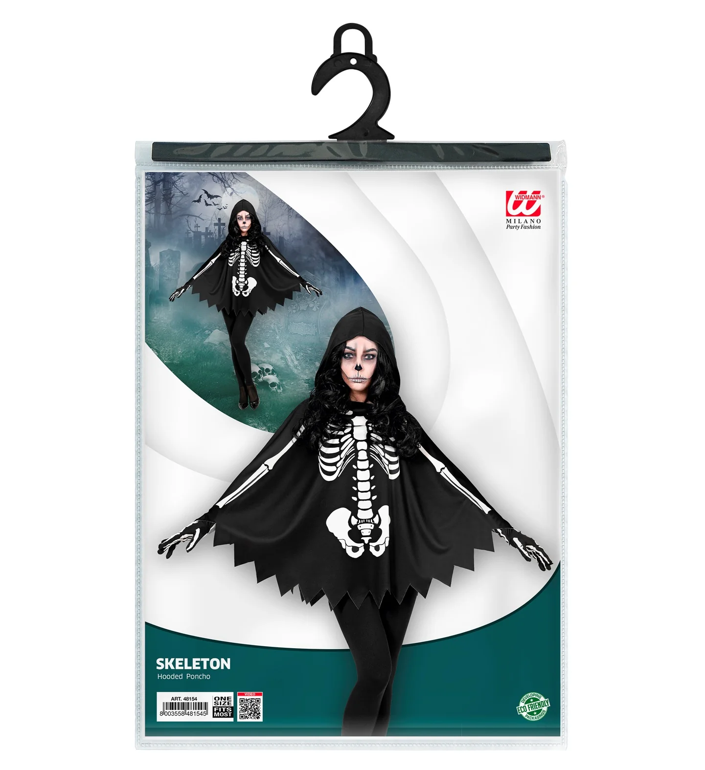 Skelet poncho halloween volwassenen - Image 5