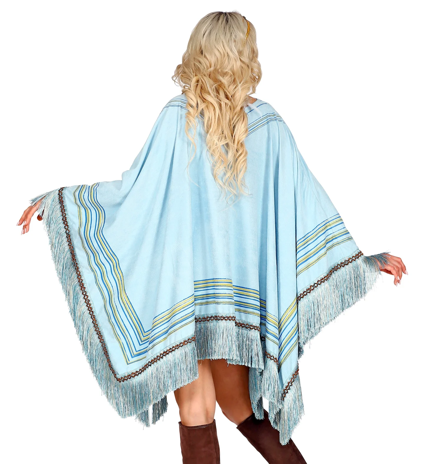 Suede poncho in hemelsblauw met print unisex - Image 2