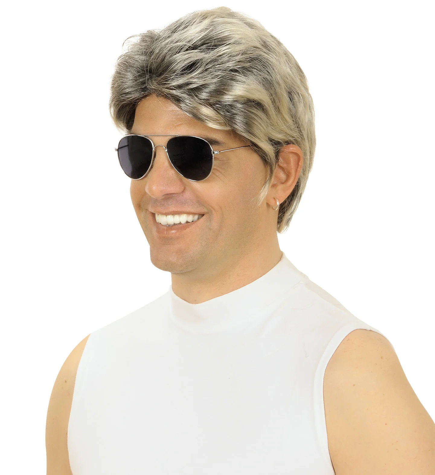 Jaren 80 pruik popster Ricky Martin blond zwart - Image 2