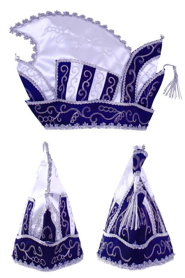 Prinsenmuts blauw/wit