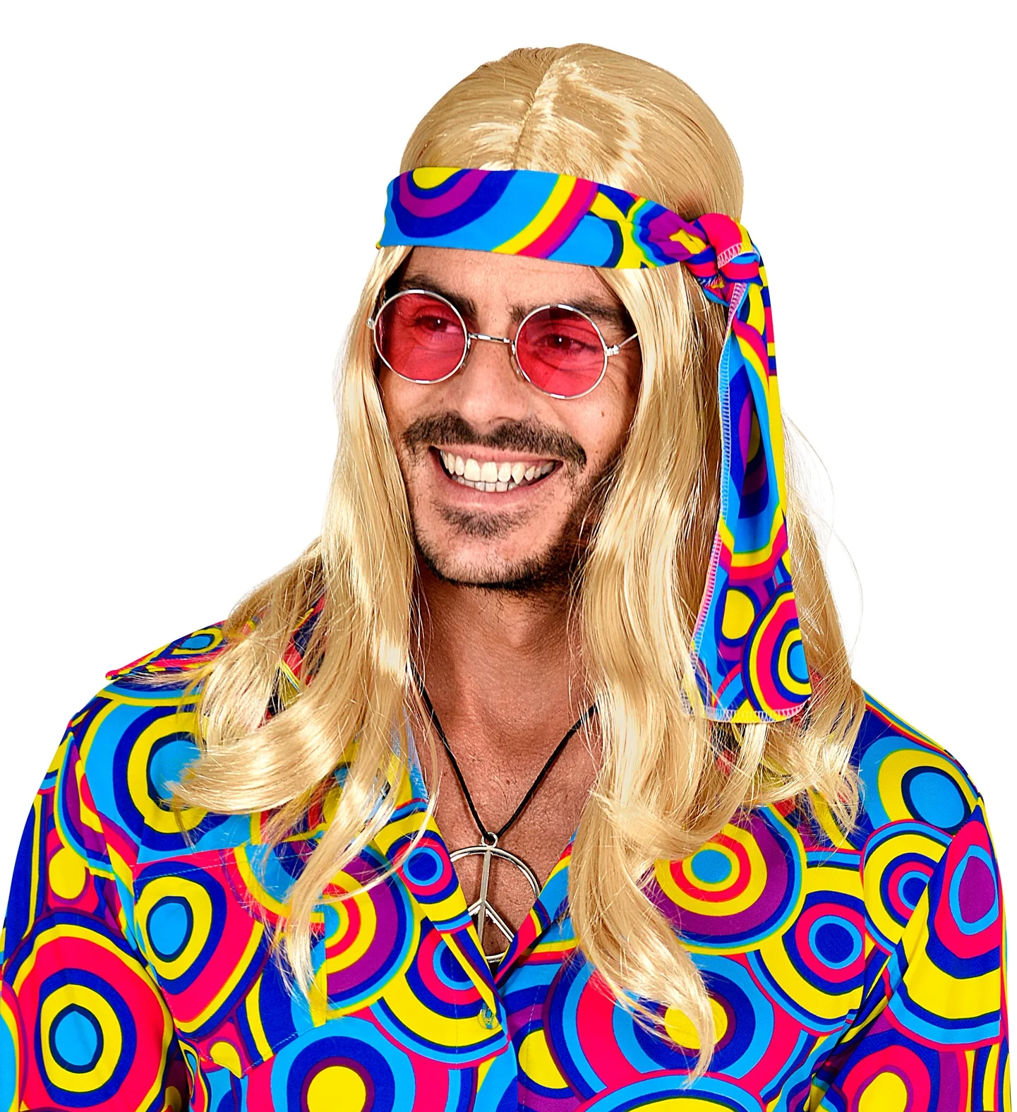Disco pruik hippie met hoofdband blond - Image 3