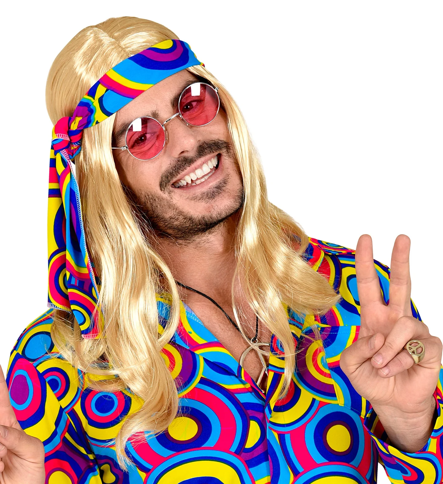 Disco pruik hippie met hoofdband blond - Image 4