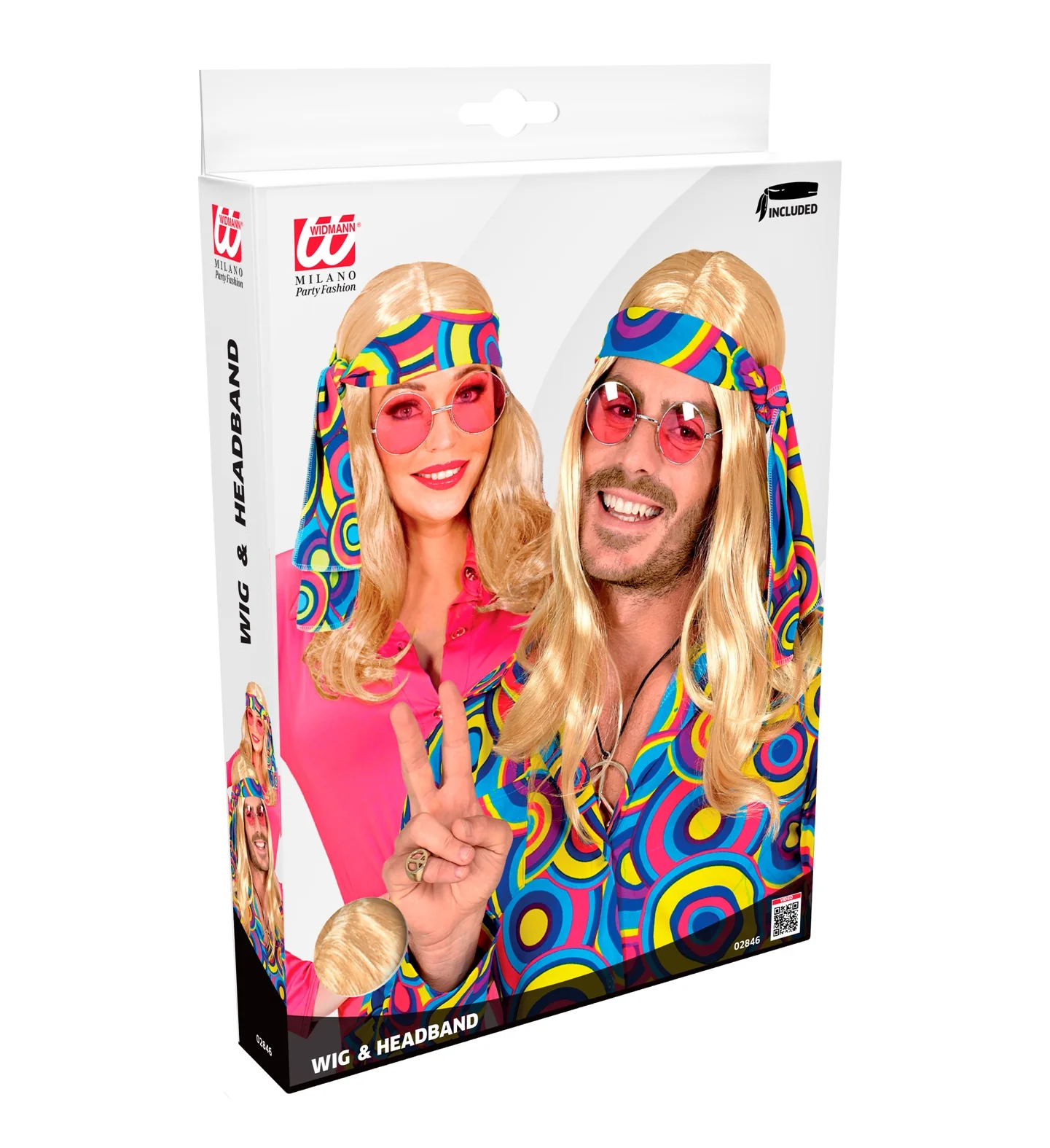 Disco pruik hippie met hoofdband blond - Image 6