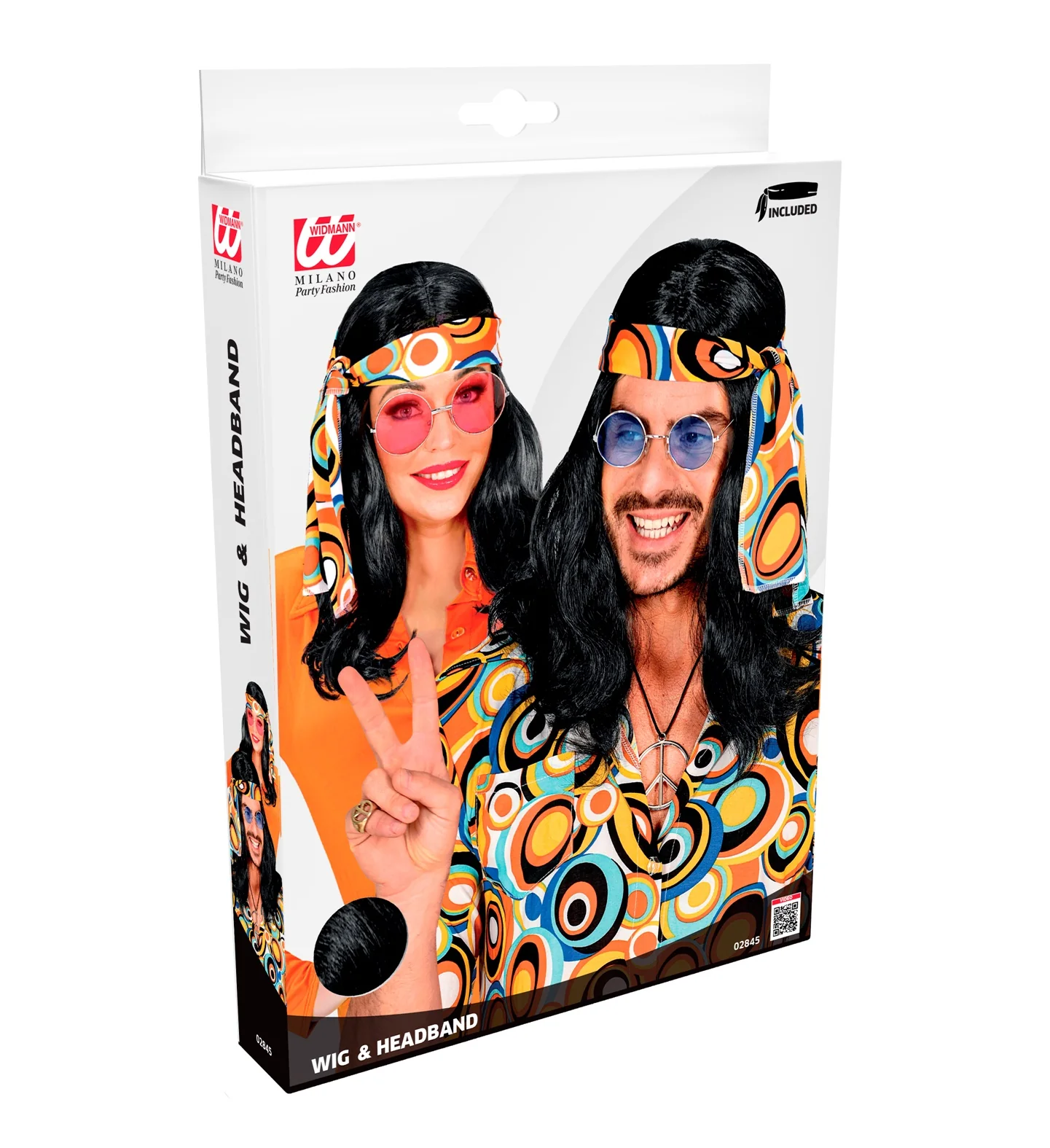 Disco pruik hippie met hoofdband zwart - Image 6