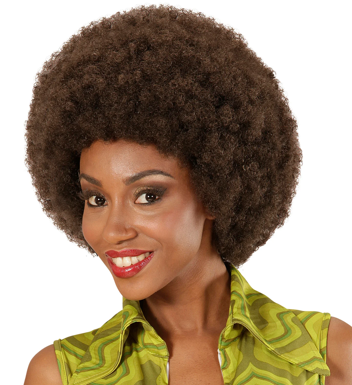 Pruik Afro  bruin dame of heer - Image 3