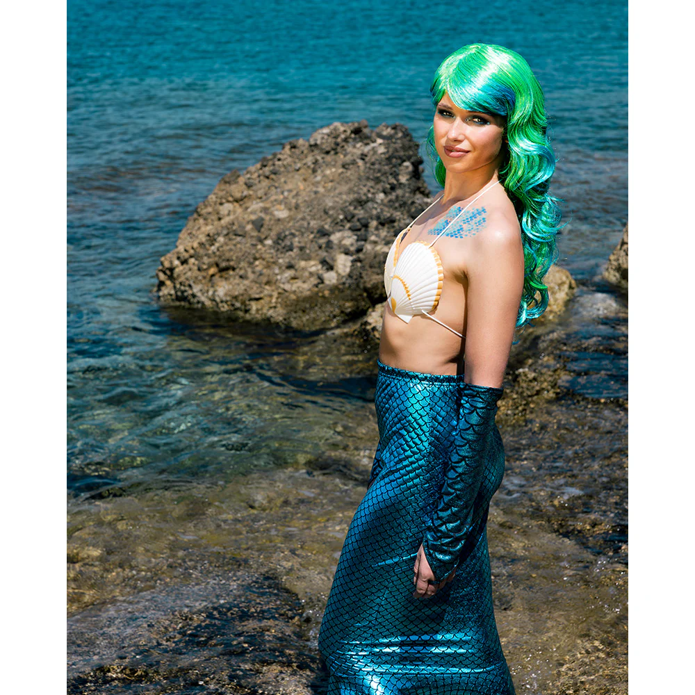 Zeemeermin pruik aqua groen blauw - Image 5
