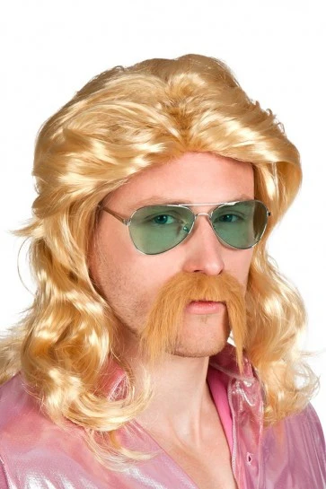 Pruik Barry blond met snor