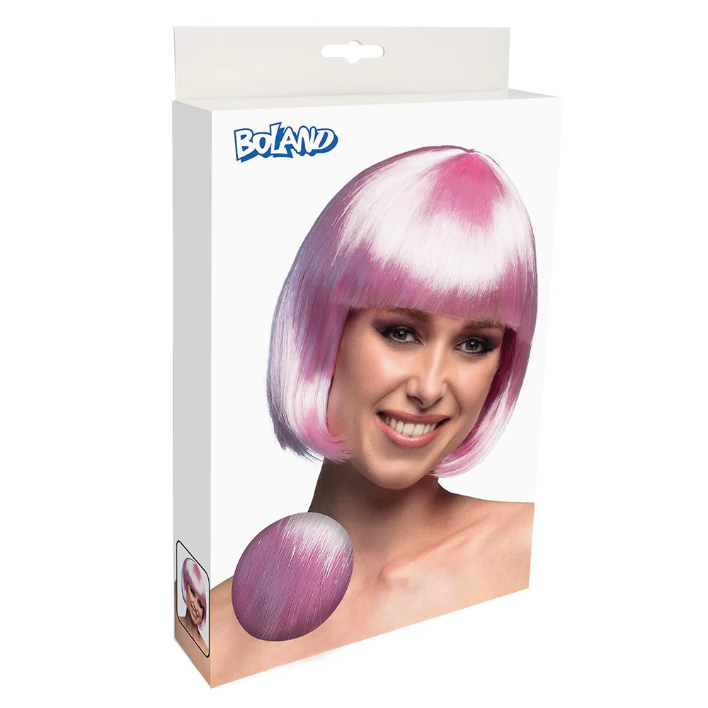 Boblijn pruik Cabaret licht roze - Image 4