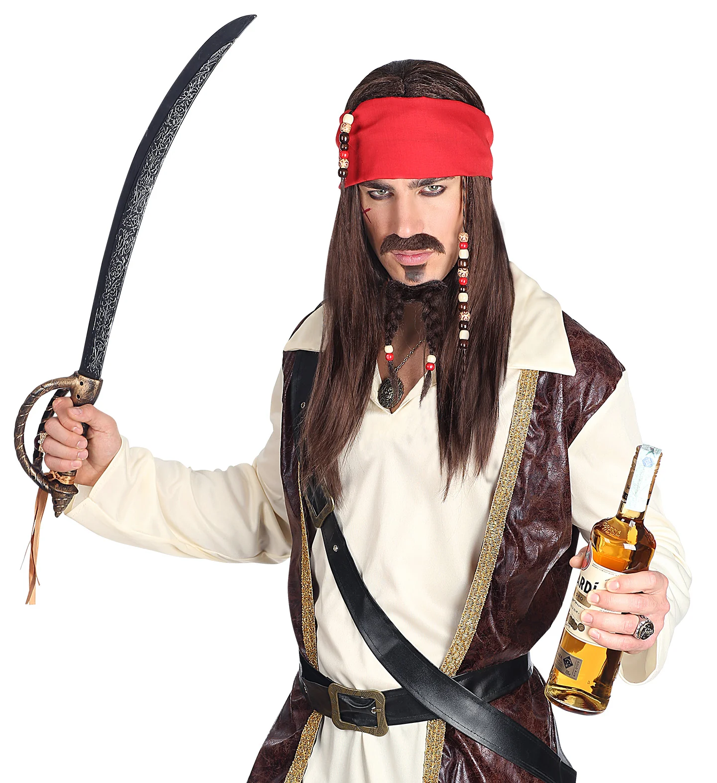 Pruik Caribische piraat met toebehoren - Image 4