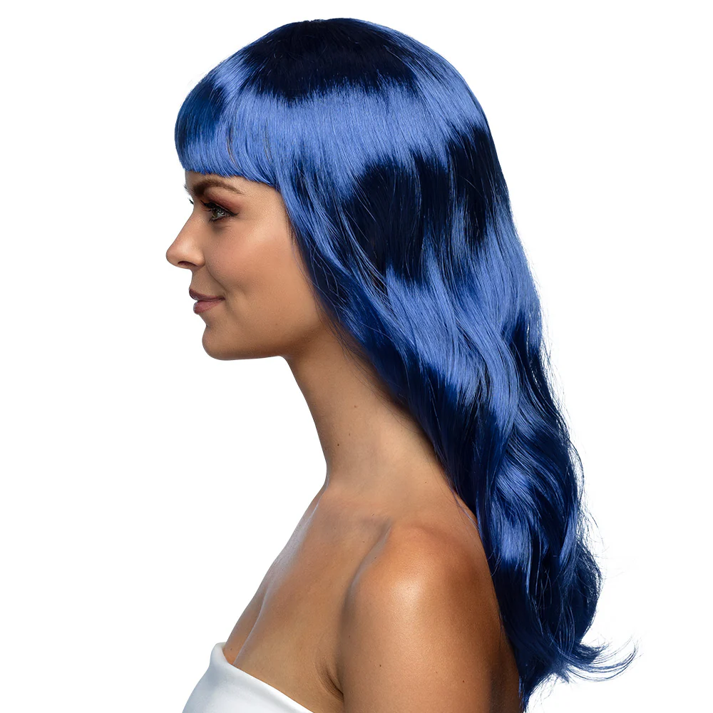 Blauwe pruik lang golvend haar Chique - Image 2