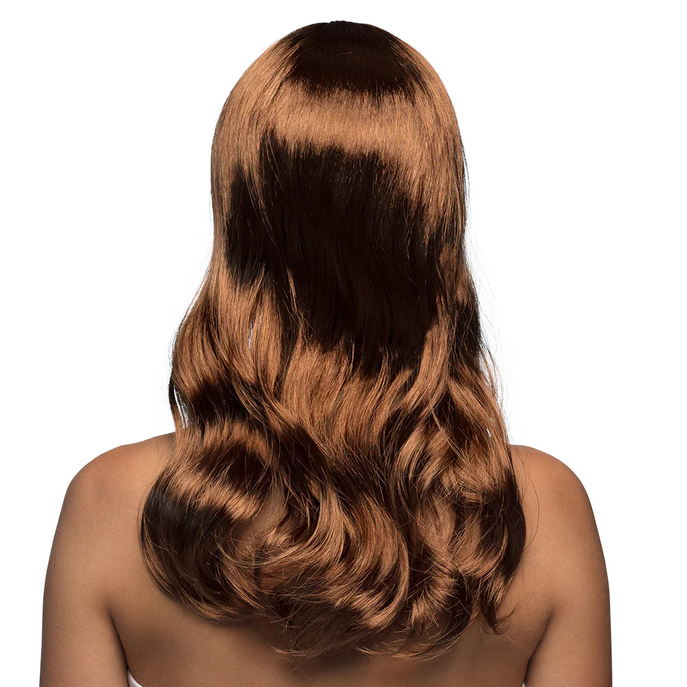 Bruine pruik lang golvend haar Chique - Image 3