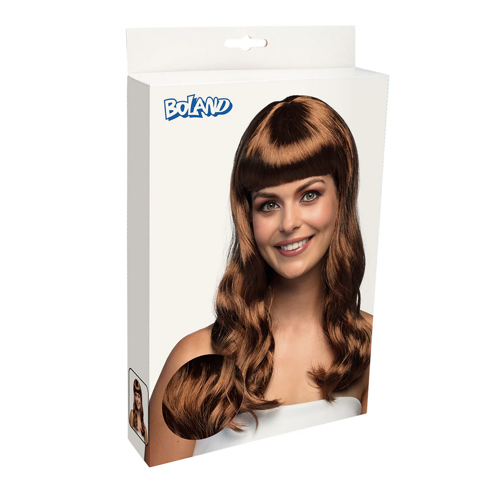 Bruine pruik lang golvend haar Chique - Image 4