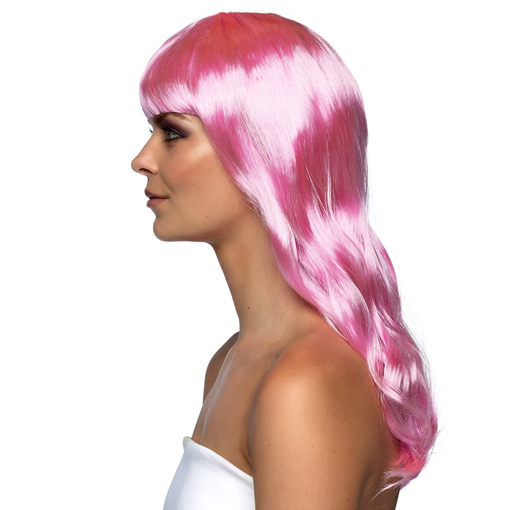 Licht roze pruik lang golvend haar Chique - Image 2