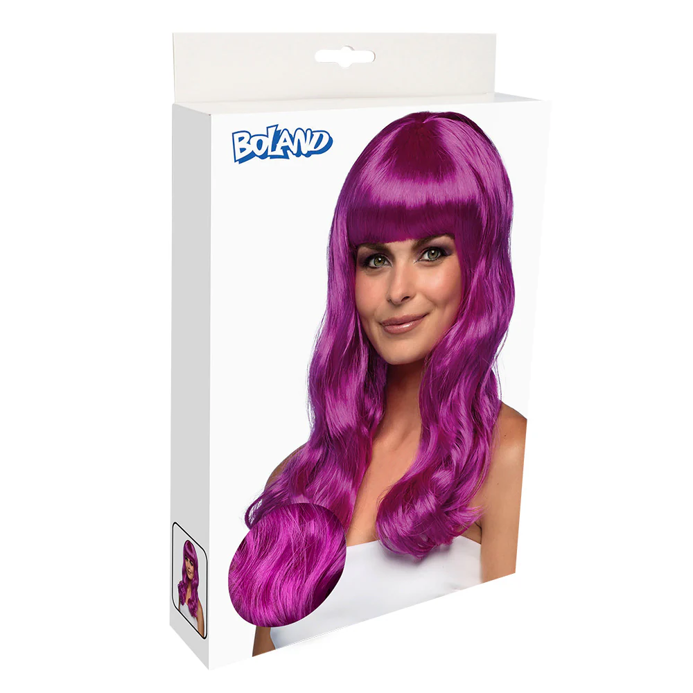 Paarse pruik lang golvend haar Chique - Image 4