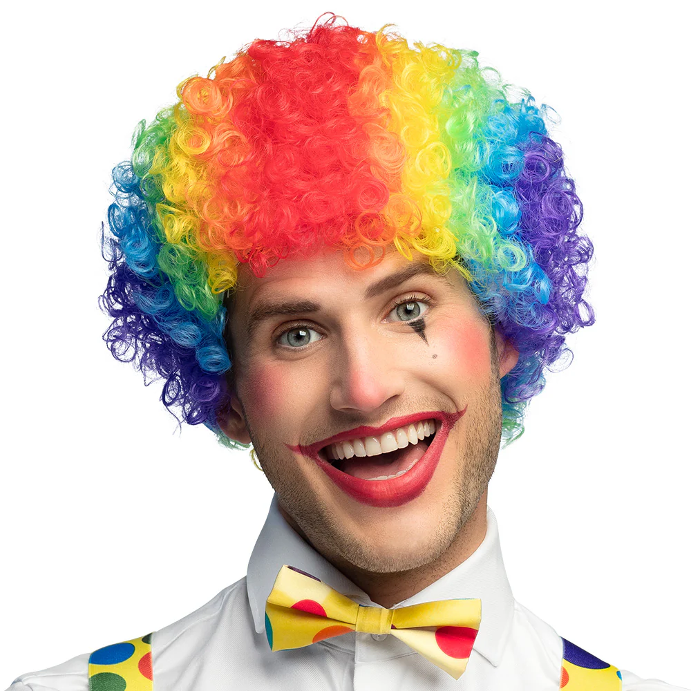 Clownspruik Curly veelkleurig - Image 2