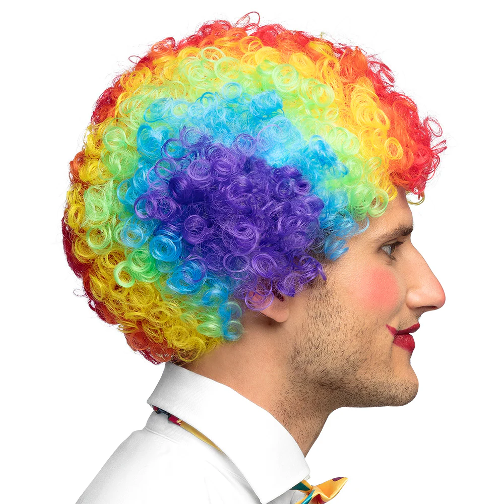 Clownspruik Curly veelkleurig - Image 3