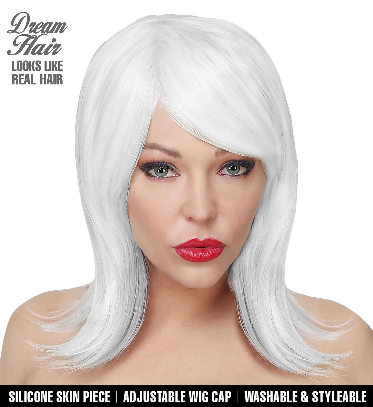 Witte pruik halflang haar Cosplay Noemi - Image 2