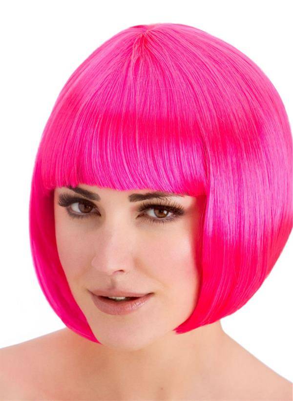 Pruik Diva boblijn neon roze