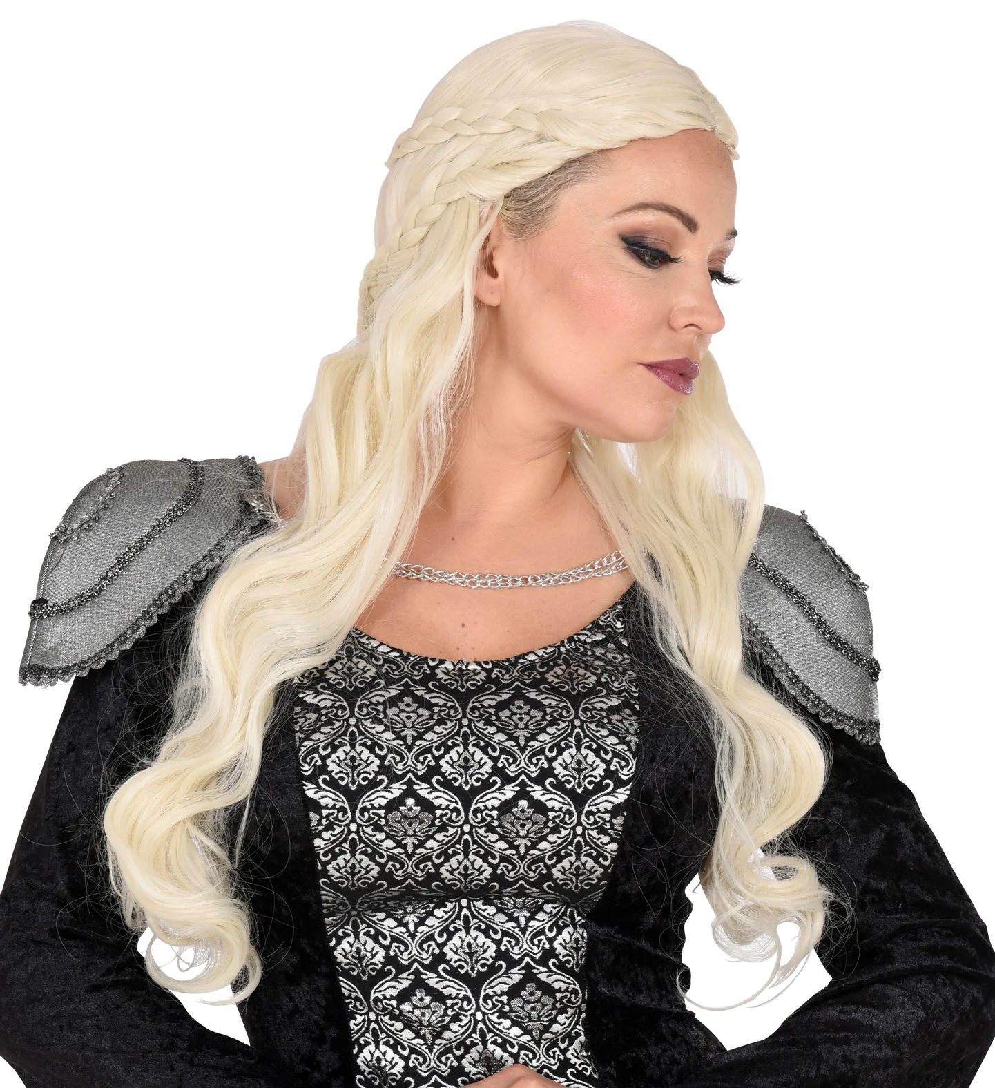 Pruik lange blonde haren met krul - Image 2
