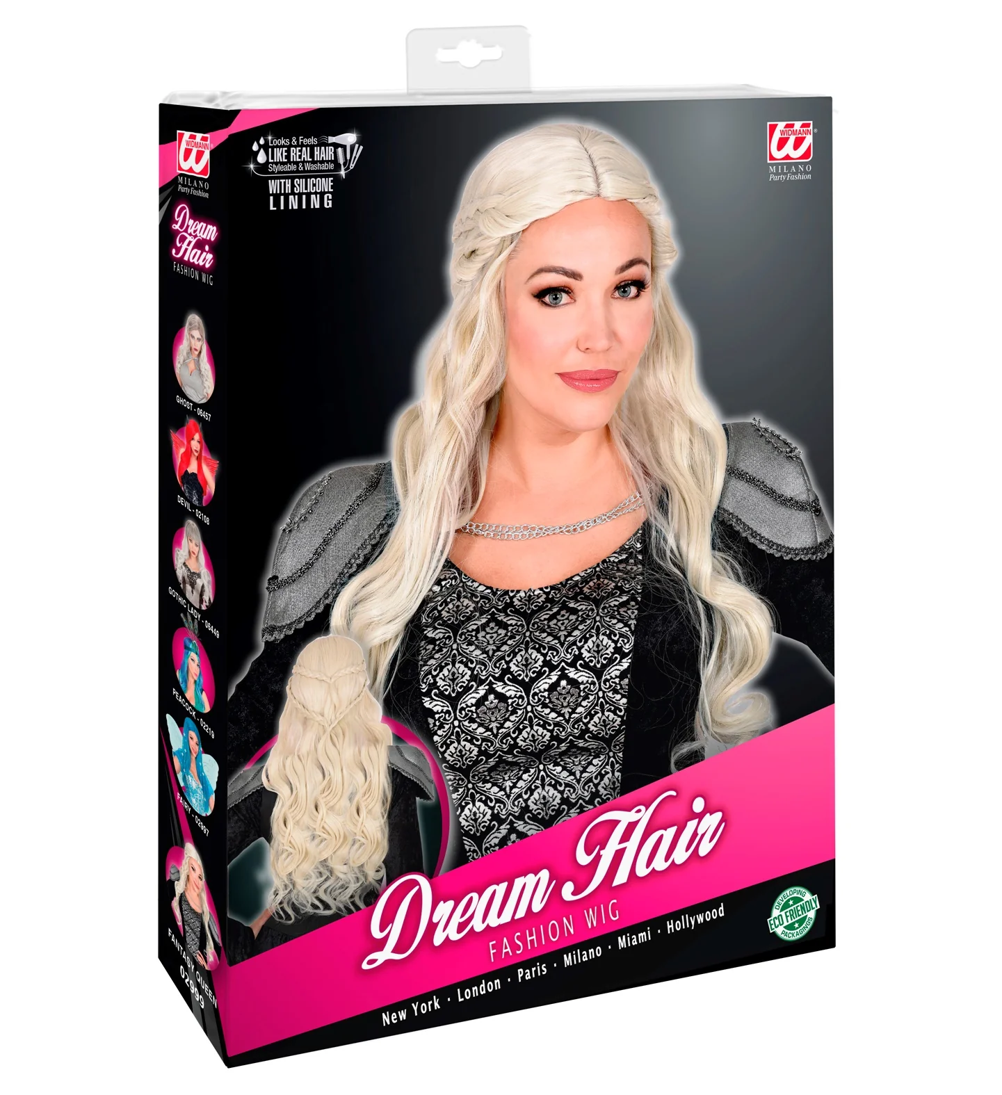 Pruik lange blonde haren met krul - Image 5