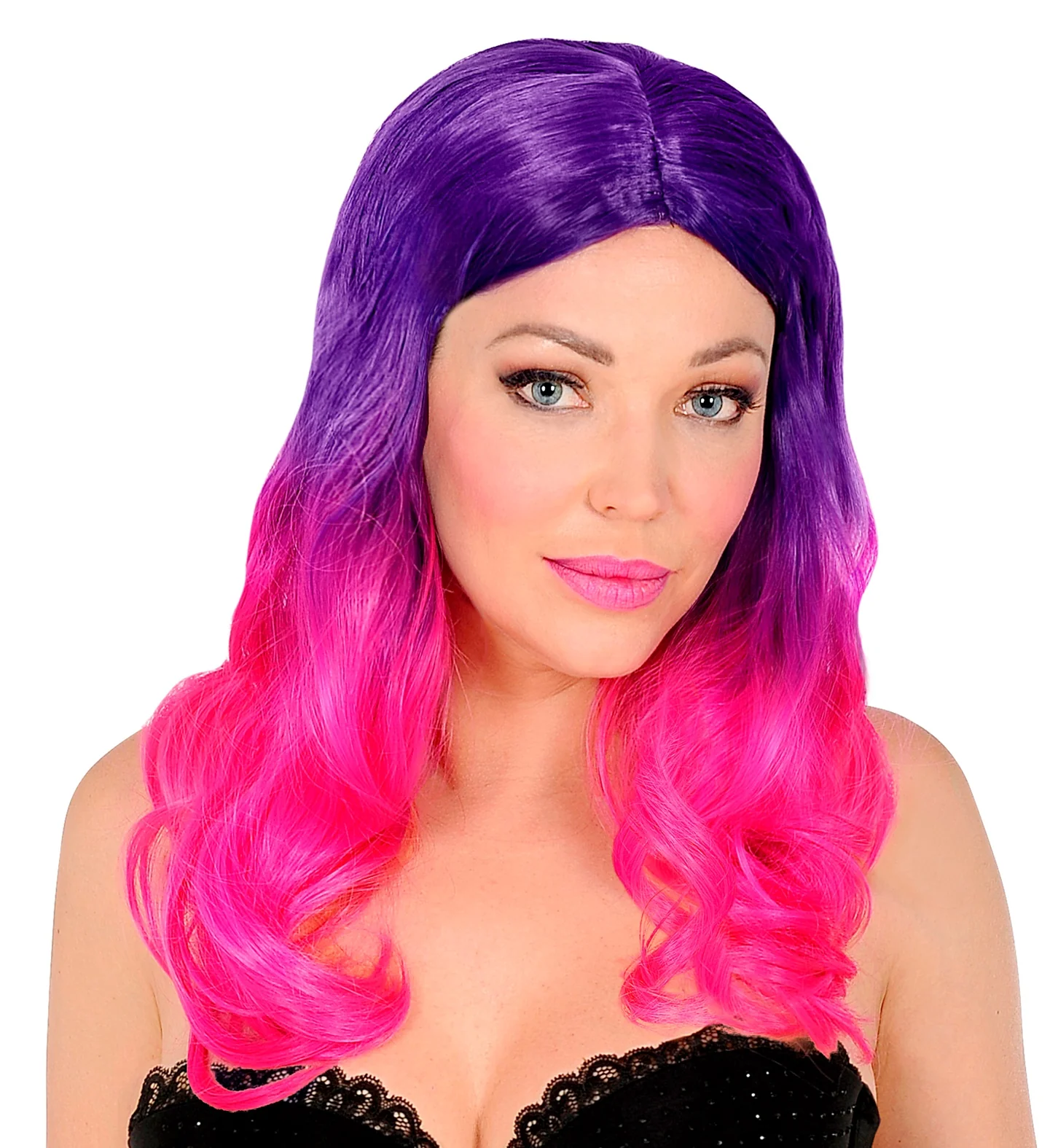 Pruik dip dye paars roze