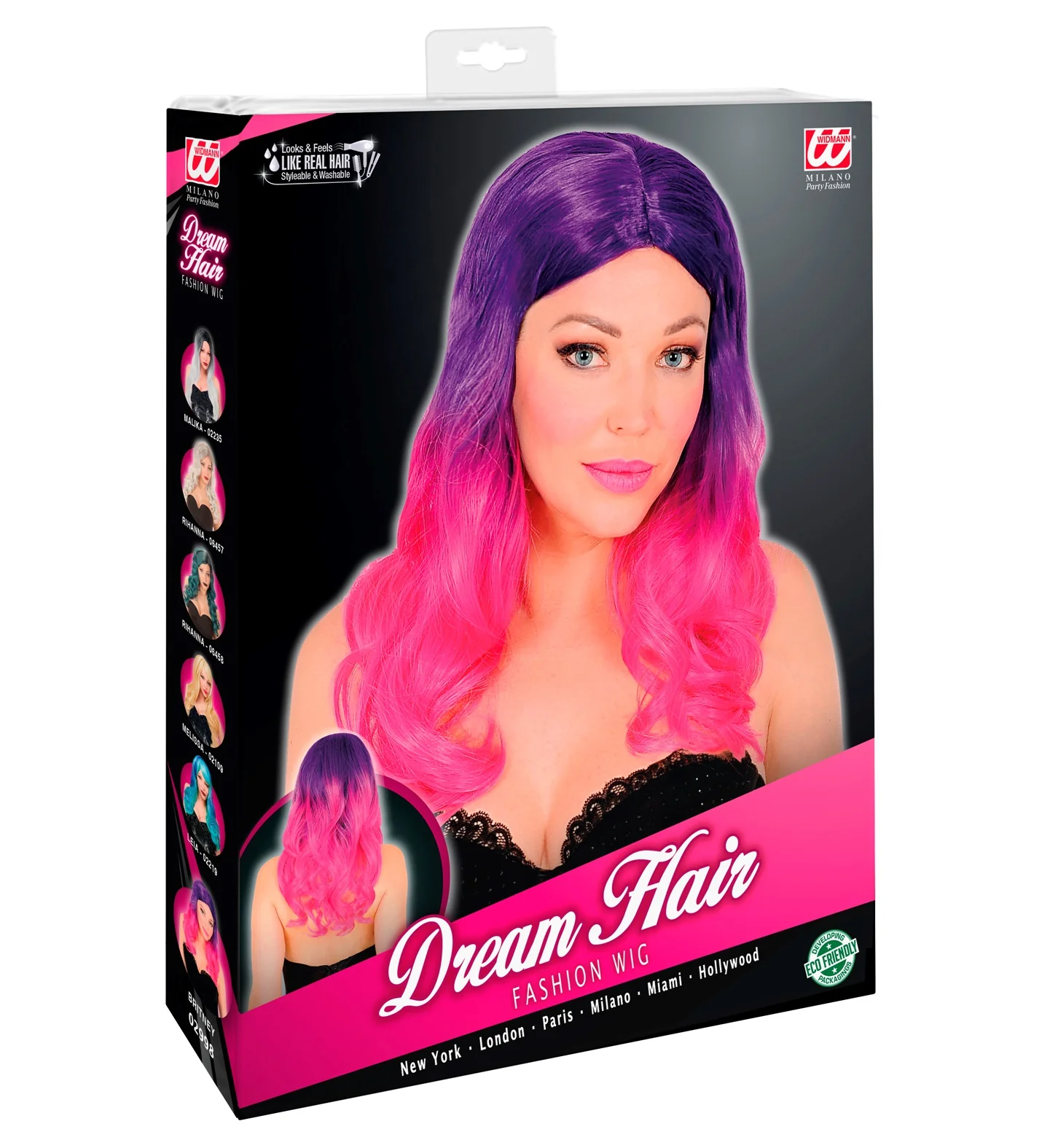 Pruik dip dye paars roze - Image 4