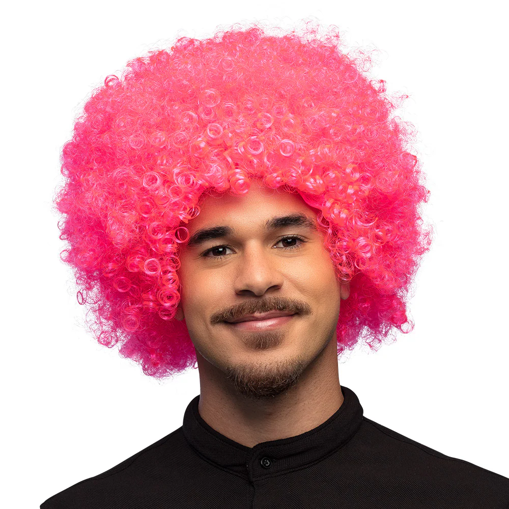 Clown pruik afro krullen Groove roze - Image 2
