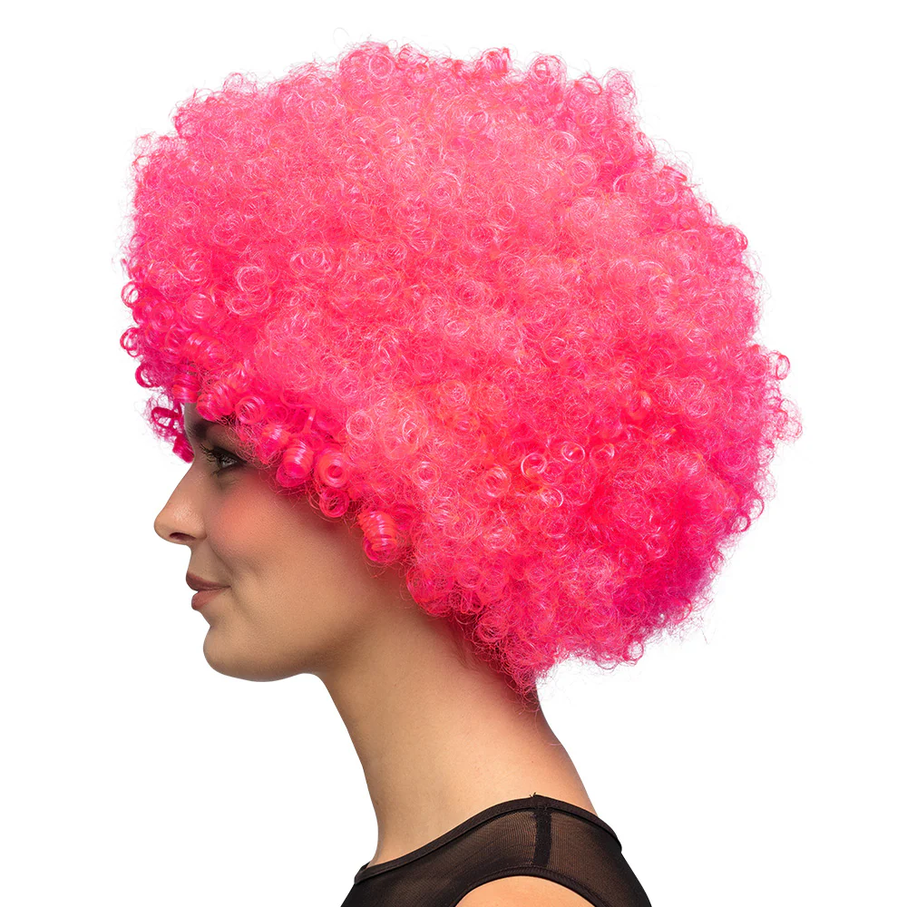 Clown pruik afro krullen Groove roze - Image 3