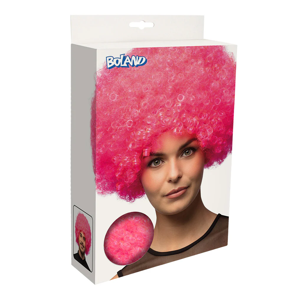 Clown pruik afro krullen Groove roze - Image 5