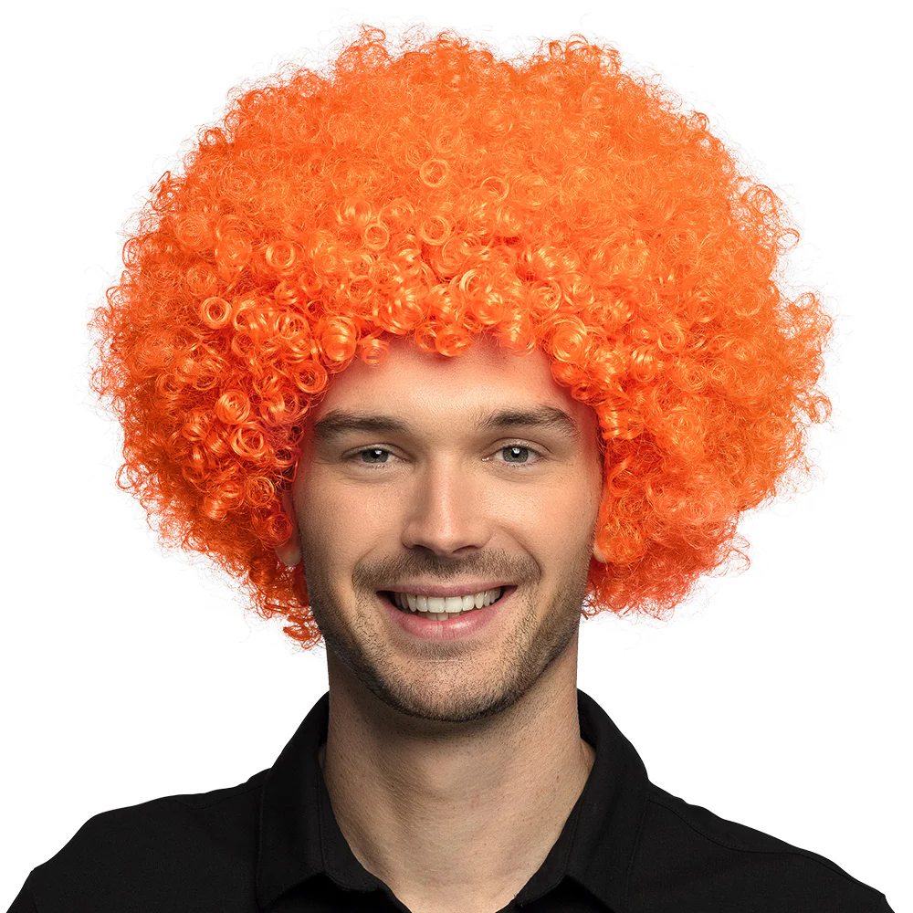 Clown pruik afro krullen Groove oranje - Image 2
