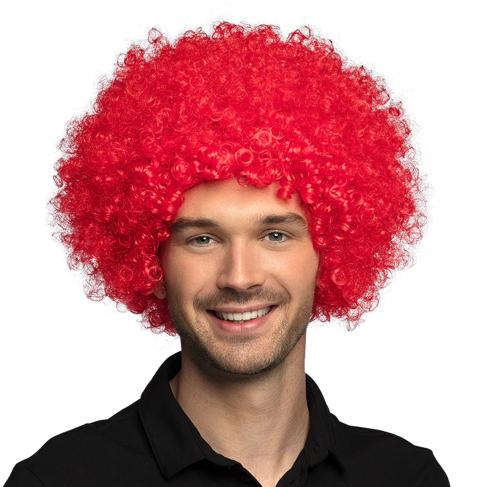 Clown pruik afro krullen Groove rood - Image 2