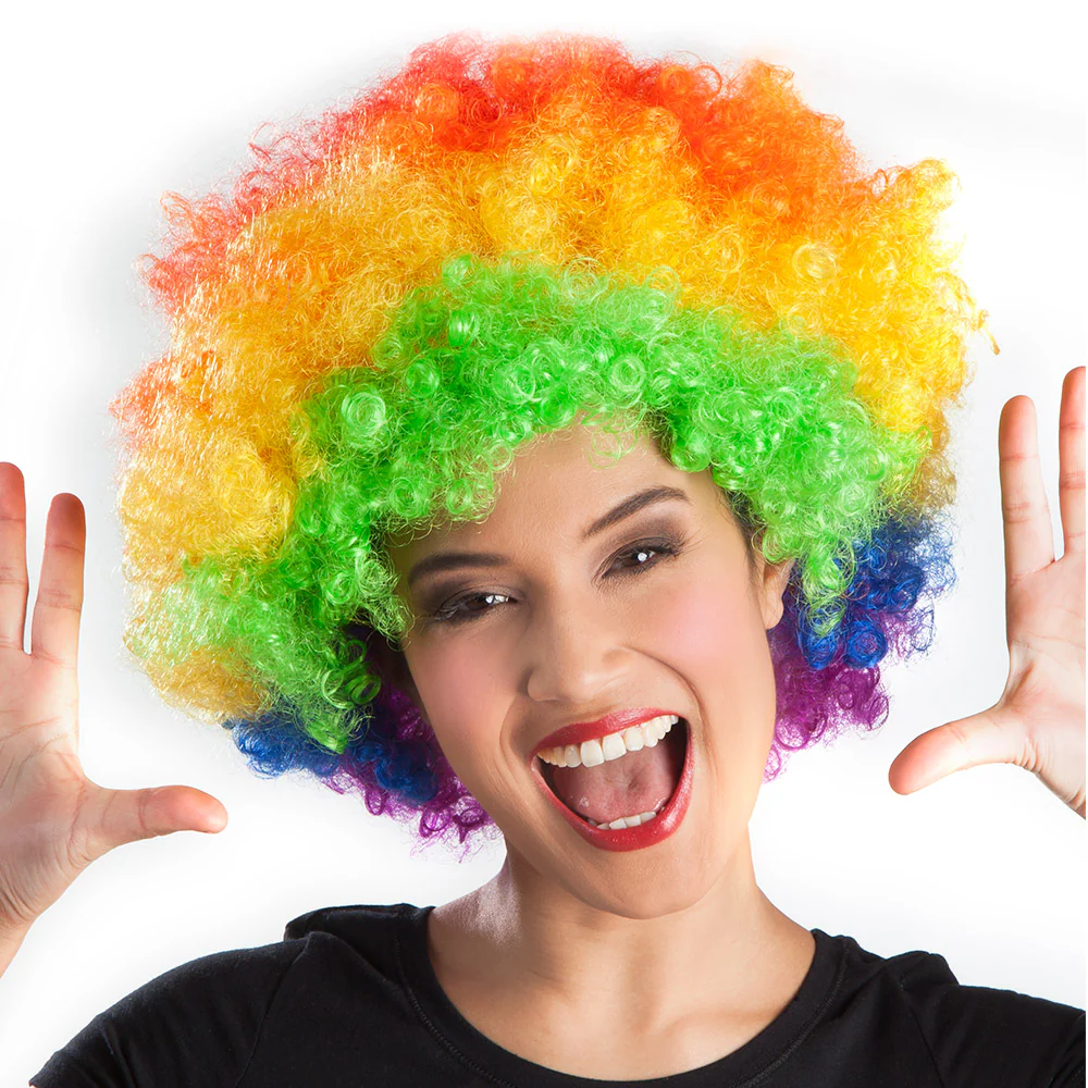 Clown pruik afro krullen Groove regenboog - Image 2