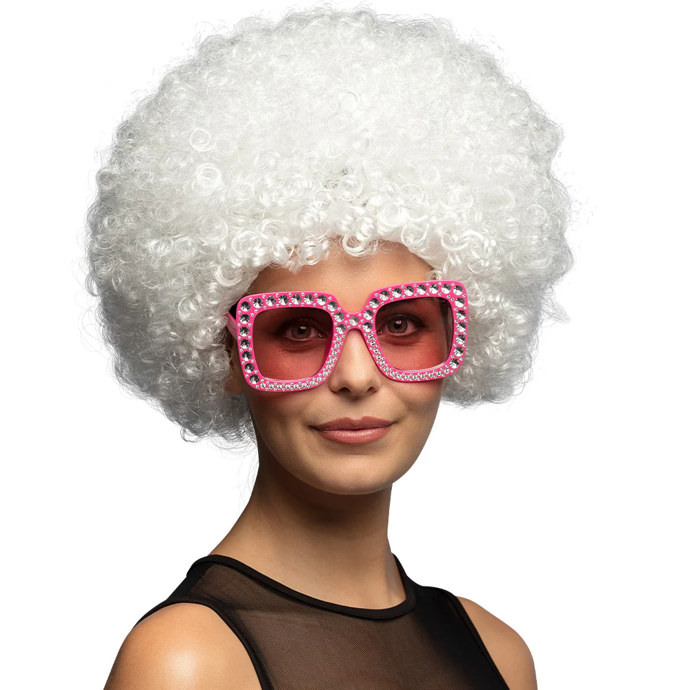 Clown pruik afro krullen Groove wit