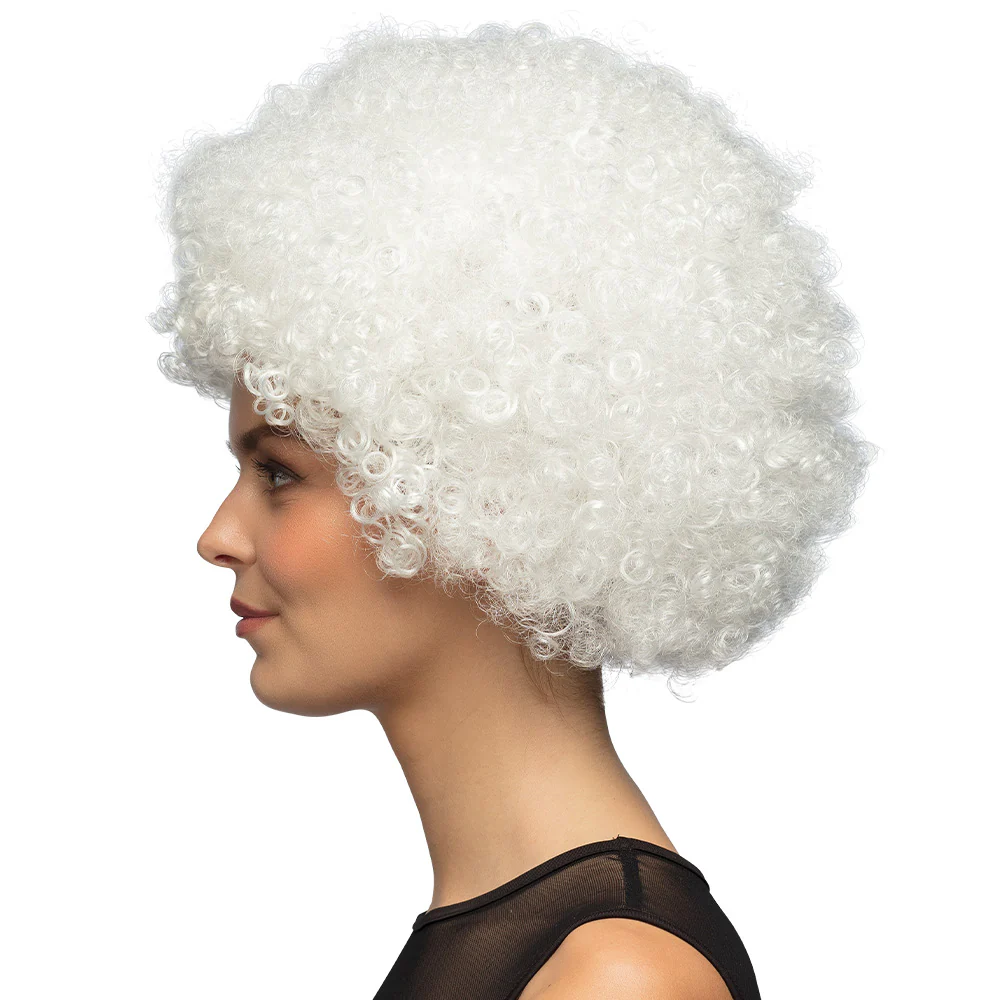Clown pruik afro krullen Groove wit - Image 3