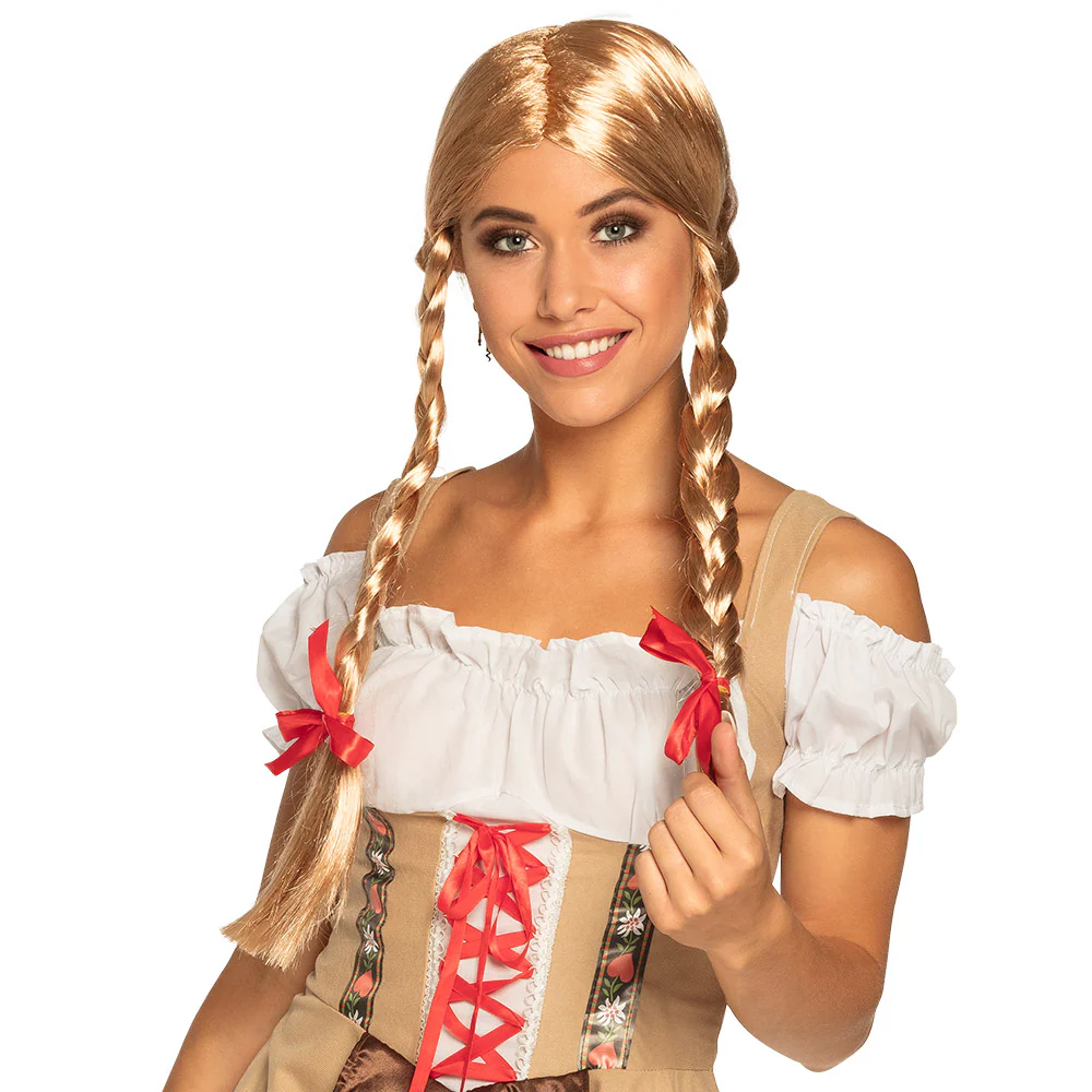 Pruik Heidi blond met staartjes - Image 2