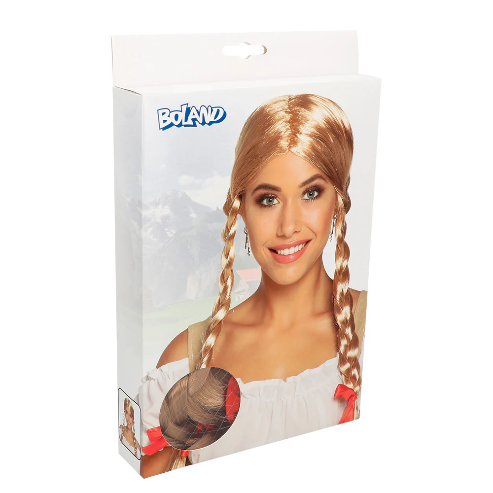 Pruik Heidi blond met staartjes - Image 5