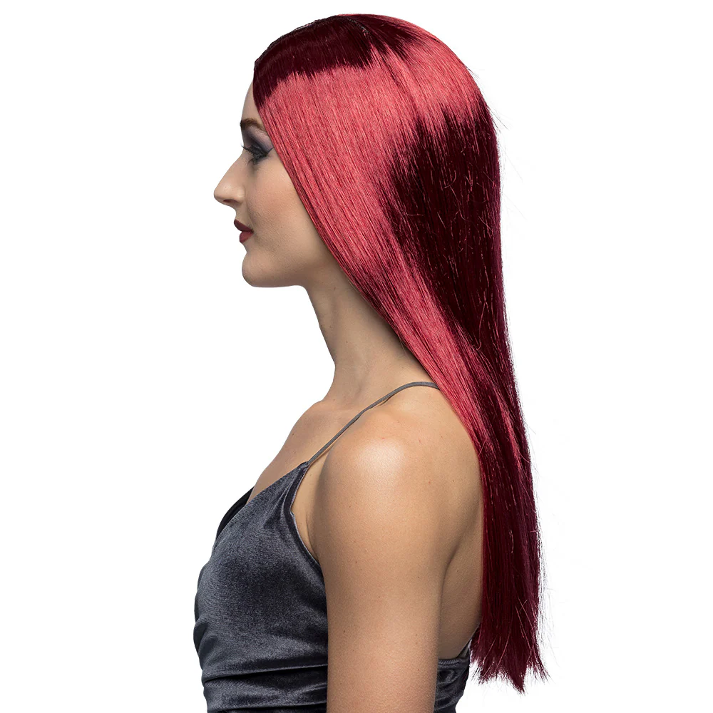 Pruik lang haar rood Heks mahonie - Image 2