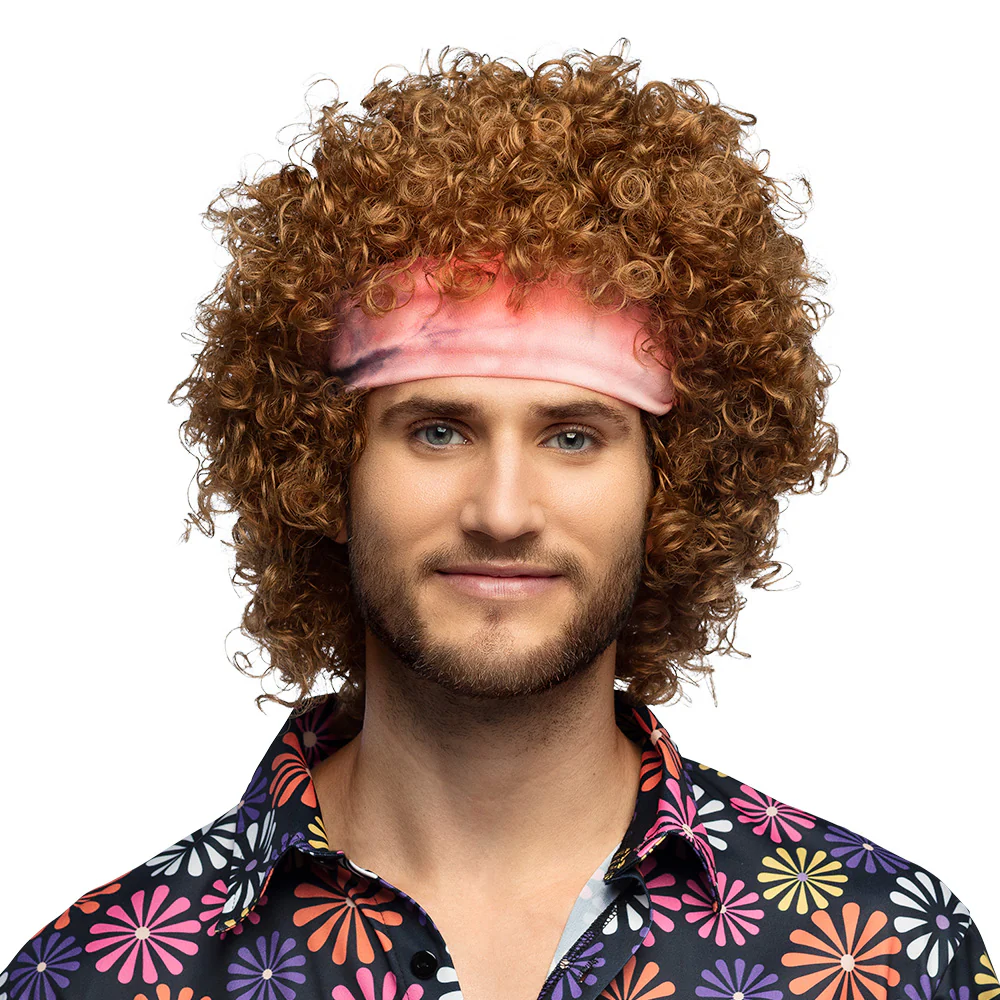 Hippie pruik groove bruin krullen