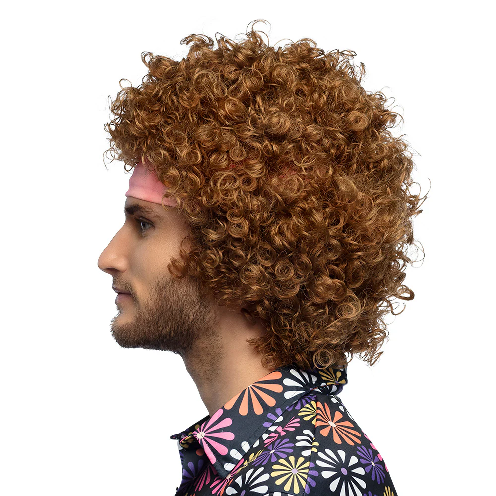 Hippie pruik groove bruin krullen - Image 2