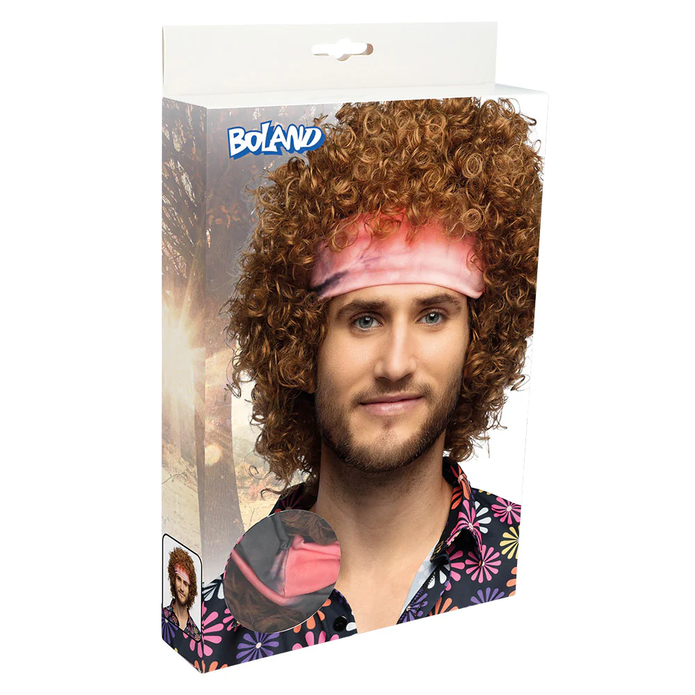 Hippie pruik groove bruin krullen - Image 4