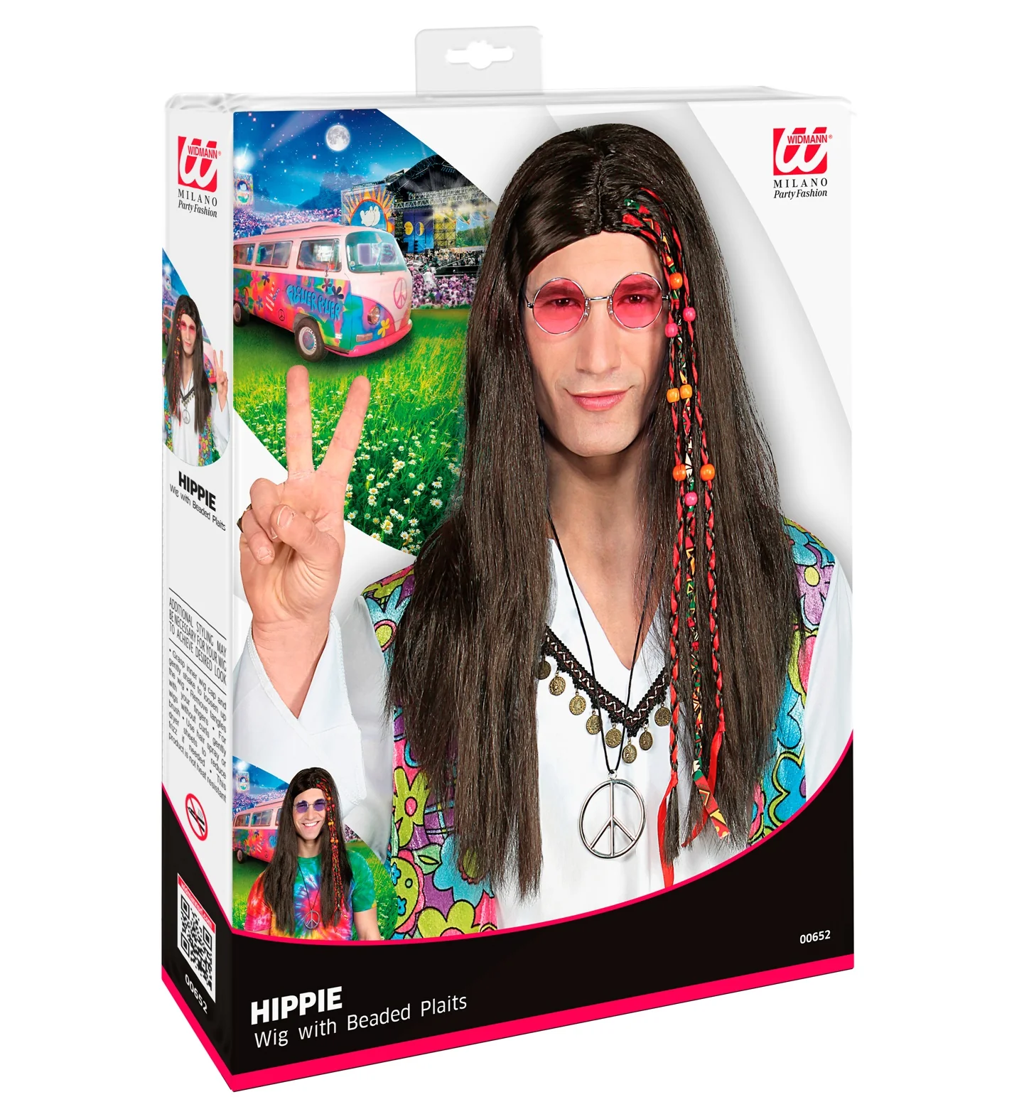 Hippie pruik met kraaltjes en staartjes - Image 5