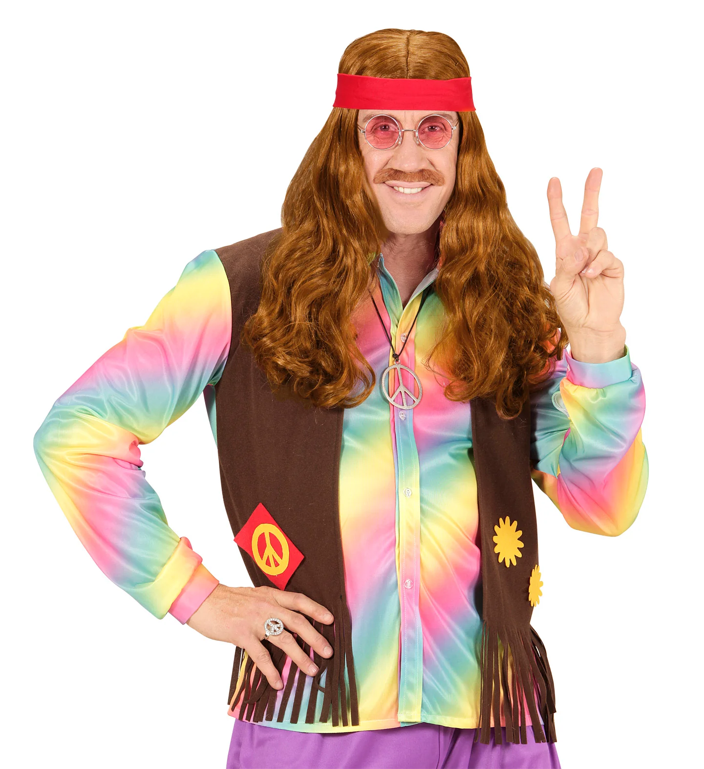 Pruik, Hippie Met Hoofdband En Snor - Image 2