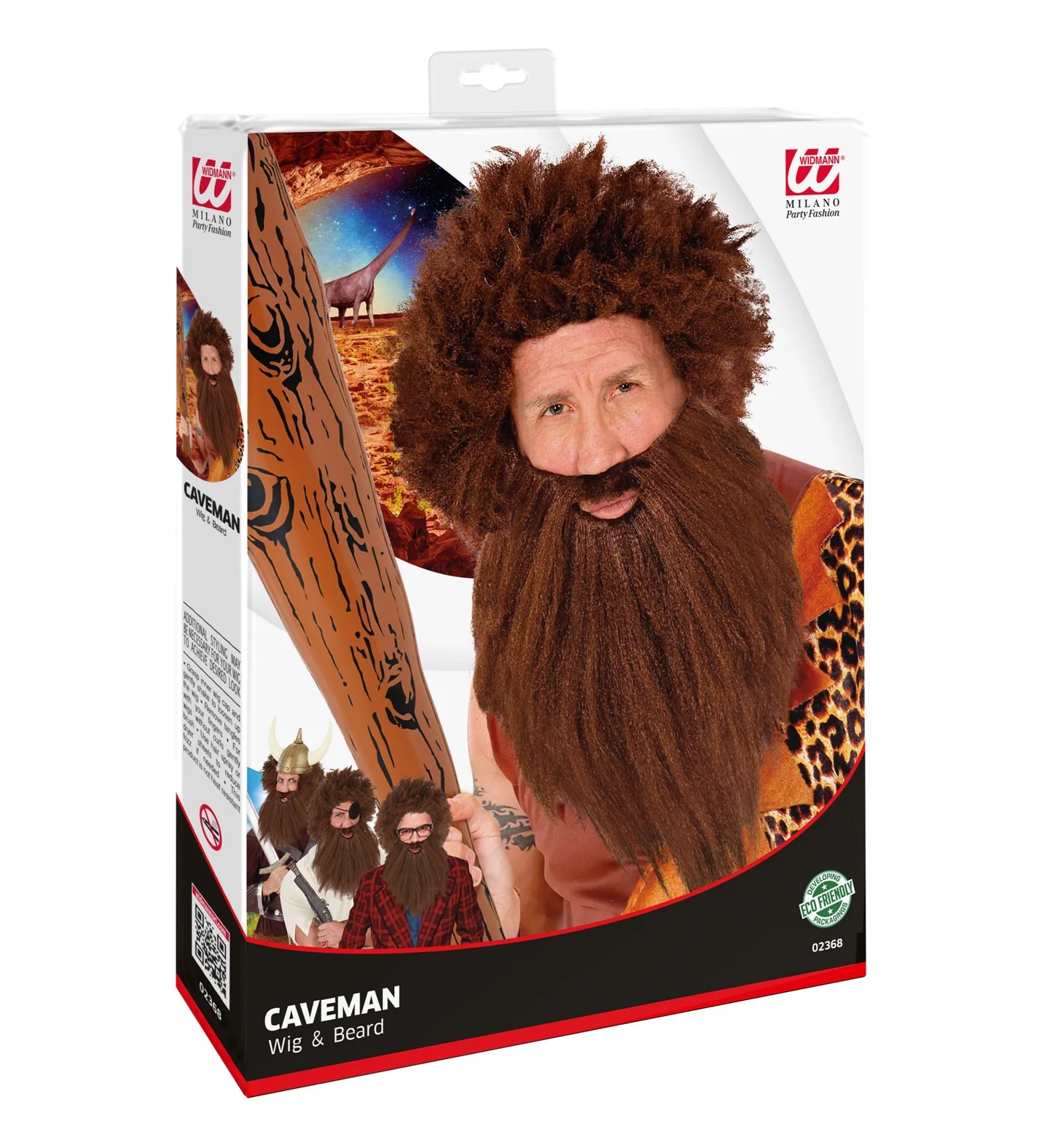 Holbewoner pruik met baard bruin - Image 4
