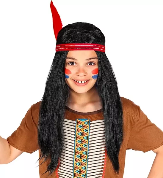 Pruik indiaan kind met hoofdband en veer Innie - Image 2